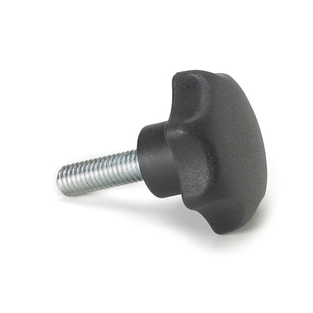 Black Plastic Hand Knob, 1/2-13 X .98  Plated Steel Screw